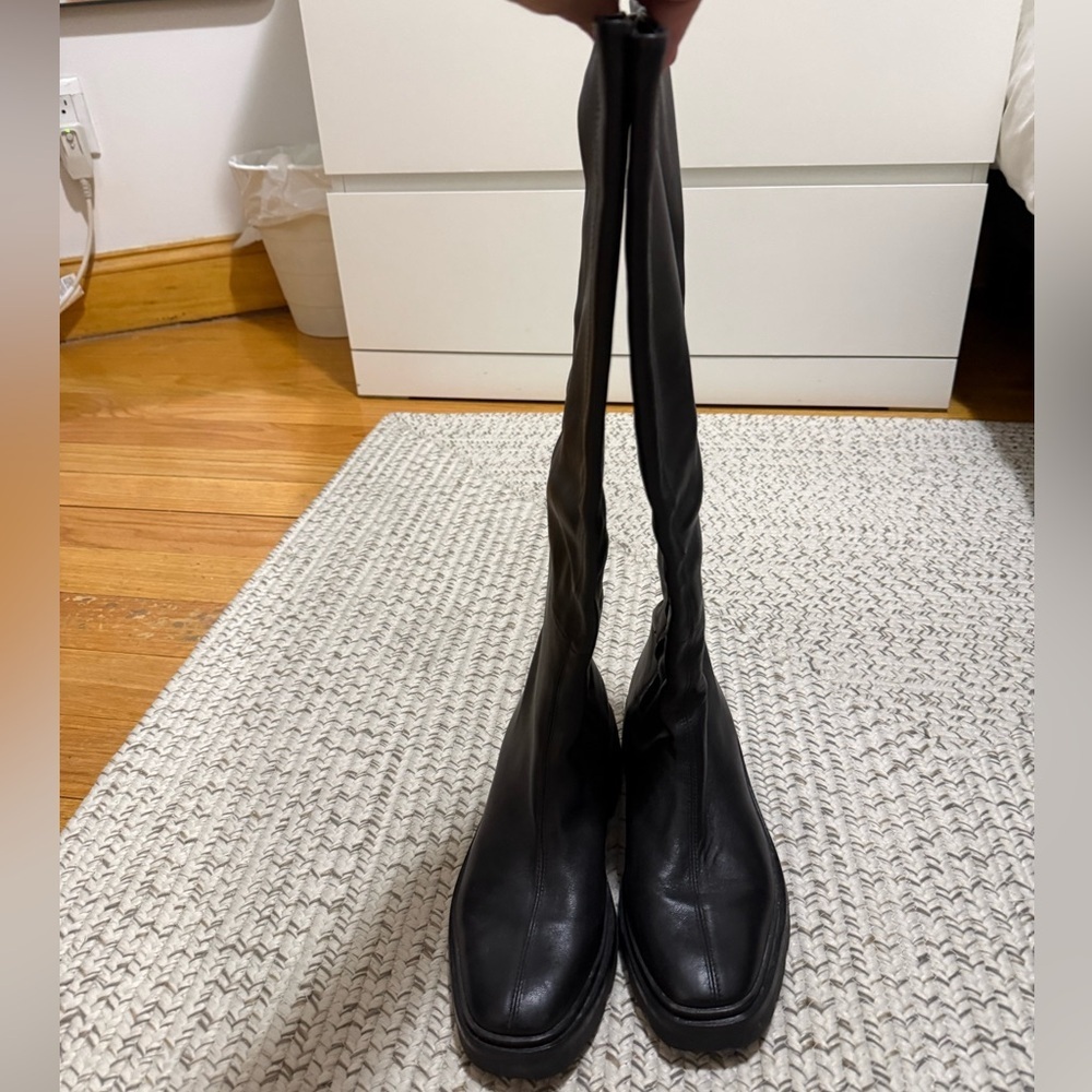 Vince Rune Leather Slouch Knee High Lug Sole Boots - Picture 8 of 15